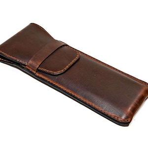 Chestnut Leather Pen Holder, 3 Pen Holder, Leather Pen Case, 3 Pen Sleeve