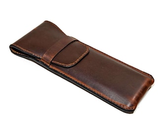 Chestnut Leather 3-Pen Holder: Handmade Milwaukee Leather Case