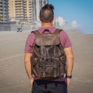 Mochila de lona y cuero Crazy Horse: mochila de viaje personalizada imagen 11
