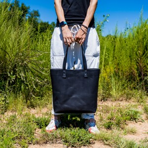 Bag , Tote bag , Leather Tote Bag , Olive Leather Tote Bag , Shopper bag , School Bag , Black Bag image 3