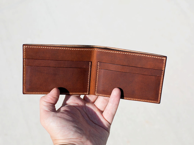 Leather Wallet Horween Leather Wallet Thin Wallet Etsy