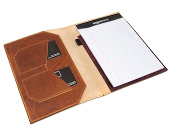 Refillable Leather Journal Cover with Pen Loop, 5x8 Notepad