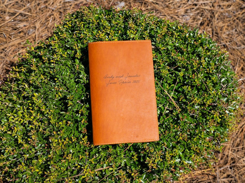 Leather Moleskine Journal Cover, Custom Engraving Journal, Personalized Refillable Notebook Natural