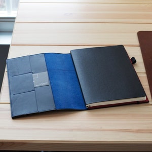 Leuchtturm1917 Leather Journal Cover, Custom Portfolio Milwaukee Blue Ink, Leuchtturm1917 A6 Pocket Case