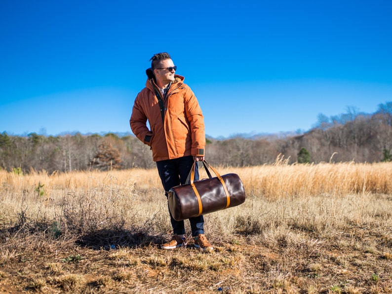 Milwaukee Brown Leather Travel Bag / Large Duffle Bag / Brown Leather Holdall Bag / Travel Large Luggage Bag image 4