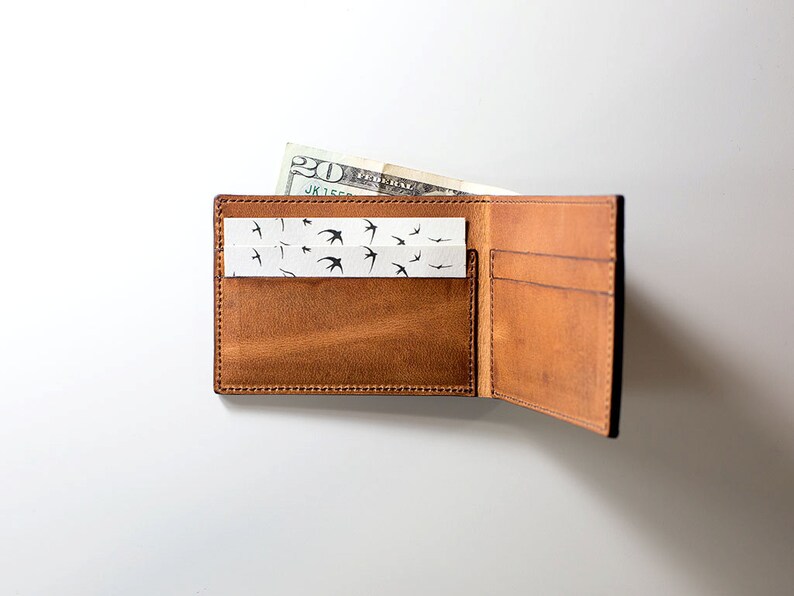 Leather Wallet Horween Leather Wallet Thin Wallet Etsy