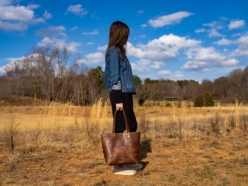 Leather Chestnut Tote Bag / Milwaukee Women Handbag / Travel Bag / Leather Purse / Tote Bag with a Handle / Elegant Lady's Bags image 3