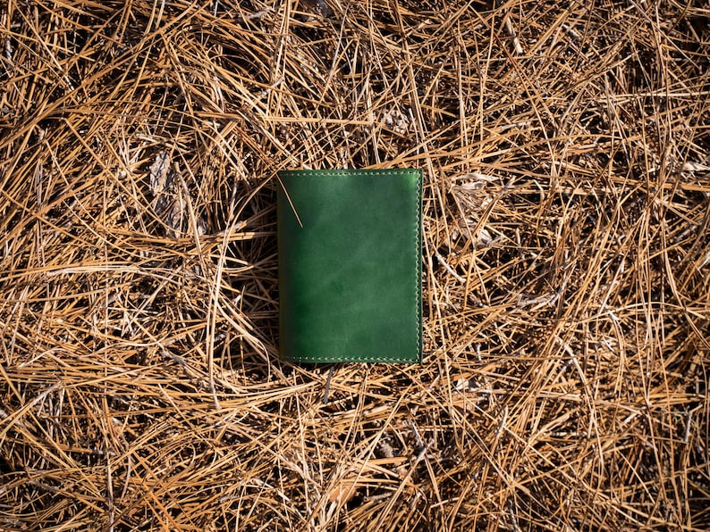 Leather Moleskine Journal Cover, Custom Engraving Journal, Personalized Refillable Notebook Green Moss