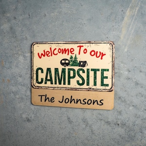 Tent Camper Door Sign, Personalized Camper sign, Camper Door Decor, Camping Door Hanger, Campsite Wooden Sign, Custom Camping Gifts