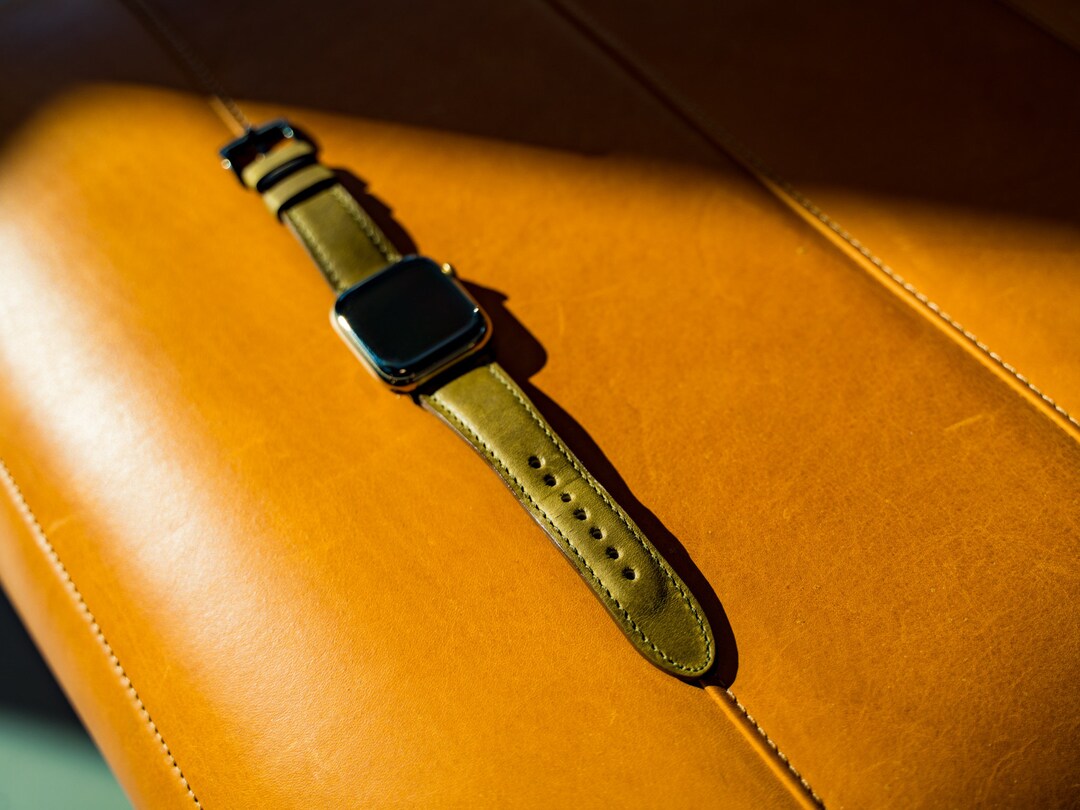 Leather Apple Watch Strap, Olive Apple Watch Band, Strap for Apple