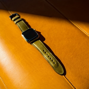 Leather Apple Watch Strap, Olive Apple Watch Band, Strap for Apple Watch Series 7, 8, 41mm 45mm Watch Band, IWatch Band, Ultra Band