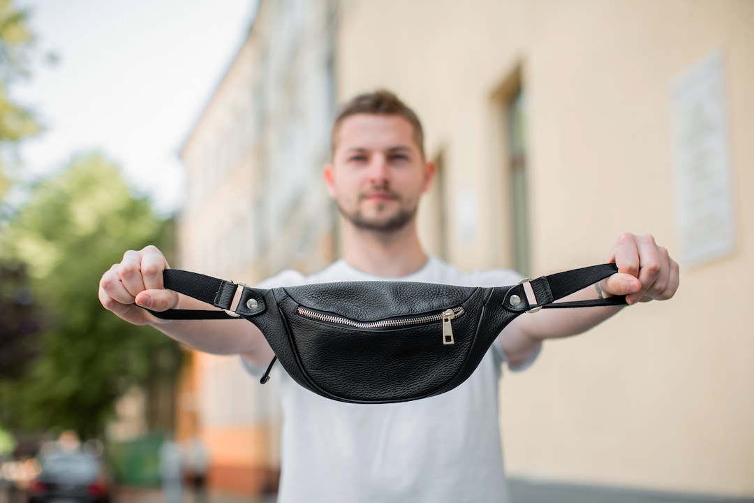 Black Soft Men s Hip Pack Belt Bag for Men Leather Waist Bag Man s Black Funny Pack Gift for Him Etsy Canada