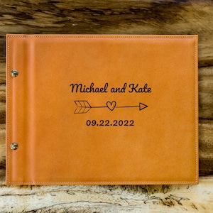 Hardcover Leather Album, Minimalist Guest Book , Wedding Guestbook, Engraved Signing Book, Engagement Bridal Guest Book, Wedding Gifts