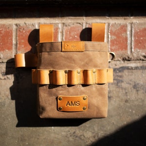 Gürtel-Werkzeugtasche aus Segeltuch und Leder, personalisierte Werkzeugtasche, Floristen-Werkzeugtasche, Friseure Werkzeughalter, Hüft-Werkzeugtasche, Taillengürtel, Futtertasche