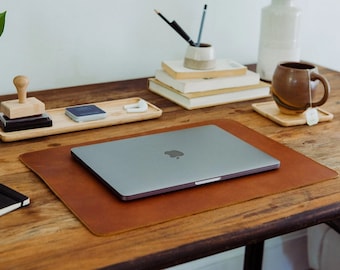 Brown Crazy Horse Leather Desk Pad - Custom Size Table Mat