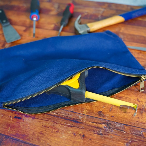 Men Tool Pouch, Handmade Canvas Tool Case, 4 colors, Free Personalization, Zipper Tool Pouch, Storage for Tools, Personalized Zip Tool Bag