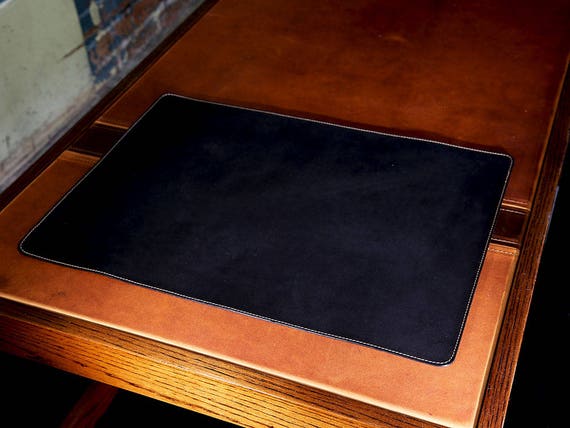 Leather Desk Mat Black Horween Leather Table Mat Etsy
