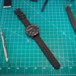 Black Leather Watch Band, Nato Zulu Black Watch Strap, Premium Leather Watch Strap, Handcrafted Leather Watch Band, Classic Leather Strap