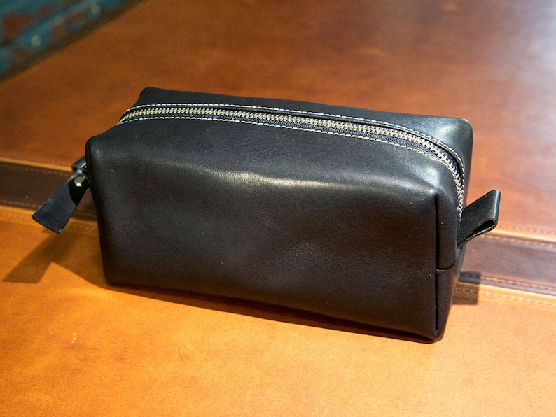 Leather Dopp Kit Men's Black Leather Travel Kit Toiletry Etsy