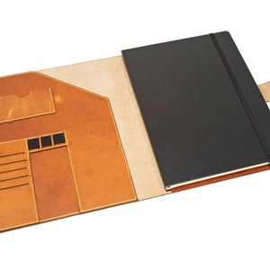 Ledermappe für Moleskine XL Classic Journal / Ledertasche mit Taschen und Stiftschlaufen / XLarge Classic Moleskine Hülle