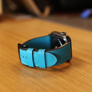 Turquoise Apple Watch Band from Italian Leather / Real Leather Watch Band / Full Grain Leather Apple Watch Band / Band for Apple Watch 8