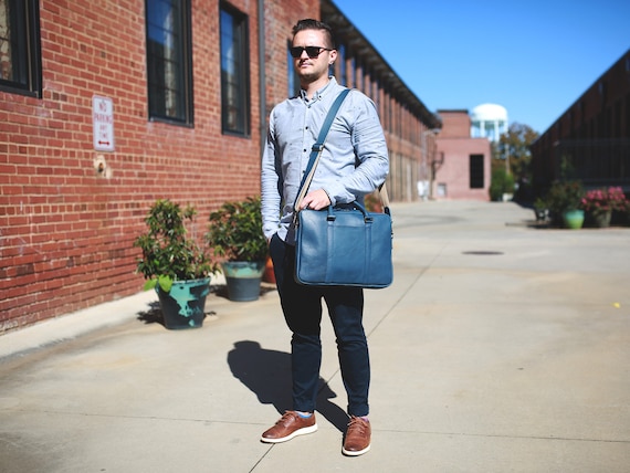 Man s Leather Business Bag Blue Leather Briefcase Italian Blue Leather Laptop Bag Genuine Leather Computer Bag for Man Etsy Canada