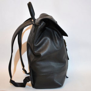 Black Leather Backpack - Etsy
