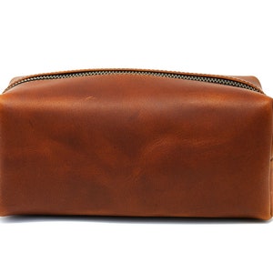 Leather Dopp Kit, Men's Tan Leather Travel Kit, Toiletry Bag, Milwaukee Leather Travel Case image 3