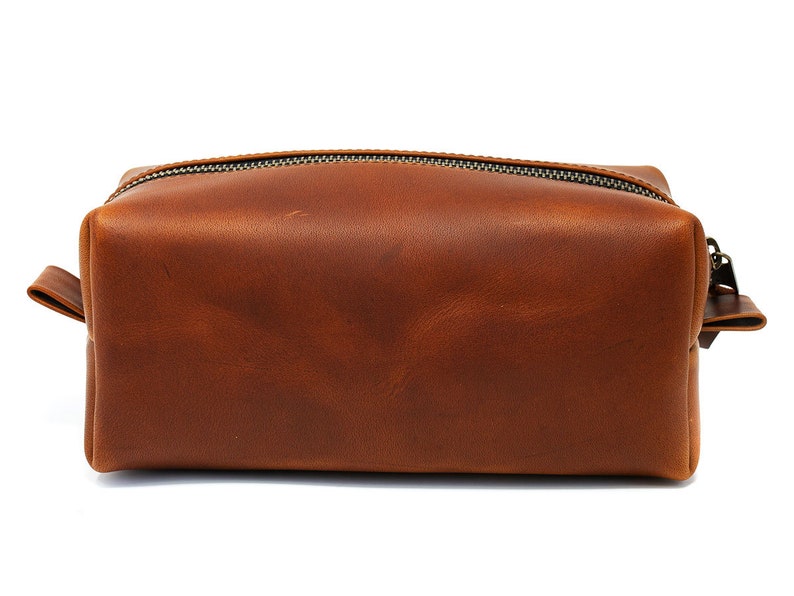 Leather Dopp Kit, Men's Tan Leather Travel Kit, Toiletry Bag, Milwaukee Leather Travel Case image 3