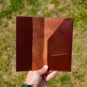 Check Book for Restaurant, Brown Leather Server Book, Guest Check Presenter with Logo, Engraved Checkbook Cover, Softcover Bill Holder