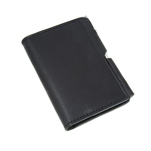 Cartera minimalista y elegante / Cartera de cuero de bolsillo negra / Cartera de diario de cuero negro / Funda de diario Moleskine XSmall Volant / Portadocumentos imagen 4