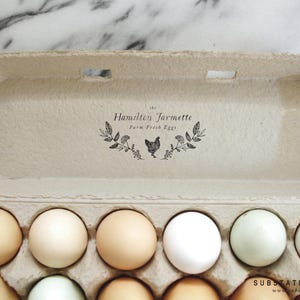 Fresh Eggs Stamp - Custom Farm Design - Egg Carton - Chicken Coop - Floral Design - Fresh Eggs Stamp - Egg Labels - Farm - Floral Chicken