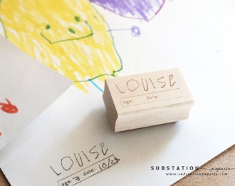 Custom kids rubber stamp - kids handwriting - Stamp for art projects - labels - school label - art labels