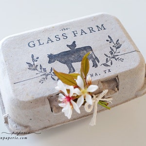 Farm Stamp - Cow Goat and Chicken Design - Egg Carton Stamp - Fresh Eggs Stamp - Packaging - Homestead - Farm to Table - Chicken Stamp