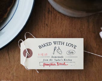 Baking Rubber Stamp - Baked with Love - Bake Sale - Cooking - Rubber Stamp - Homemade - Handmade - Recipe - Gift Basket - DIY - Baker