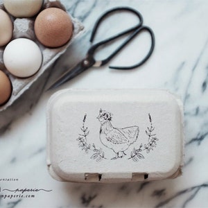 Egg Carton Stamp *NEW* - Rubber Stamp - Fresh Eggs Stamp - Egg Carton Labels - Backyard Chickens - Egg Stamp - Chicken Stamp - Herbs