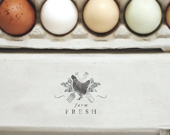 Egg Carton Stamp - Fresh Eggs Stamp - Chicken - Egg Carton Labels - Homegrown - Farm Stamp - Egg Labels - Farm Fresh Eggs - Gardening Stamp
