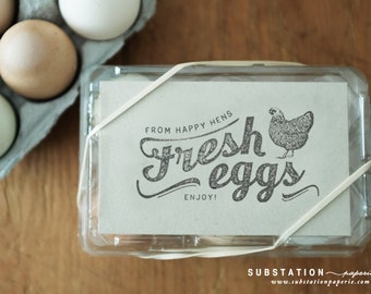 Egg Carton Rubber Stamp - Chicken Rubber Stamp - Fresh Eggs Stamp - Egg Carton Labels - Backyard Chickens - Egg Stamp - Egg Packaging