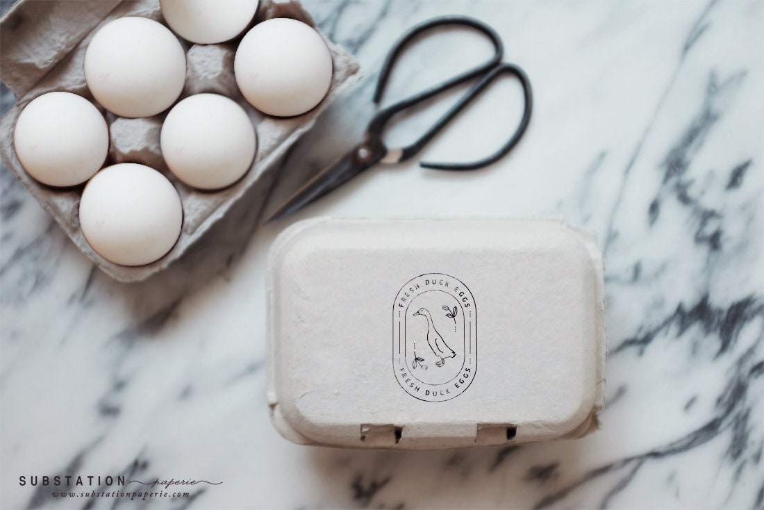 Egg Carton Stamp Duck Rubber Stamp Fresh Eggs Stamp Egg Etsy