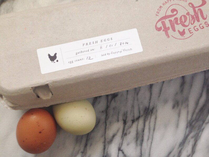 egg carton labels printed fresh eggs label chicken etsy