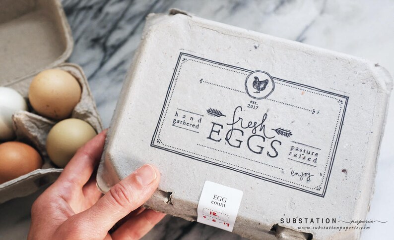 Egg Carton Labels Printed Fresh Eggs Label Chicken | Etsy
