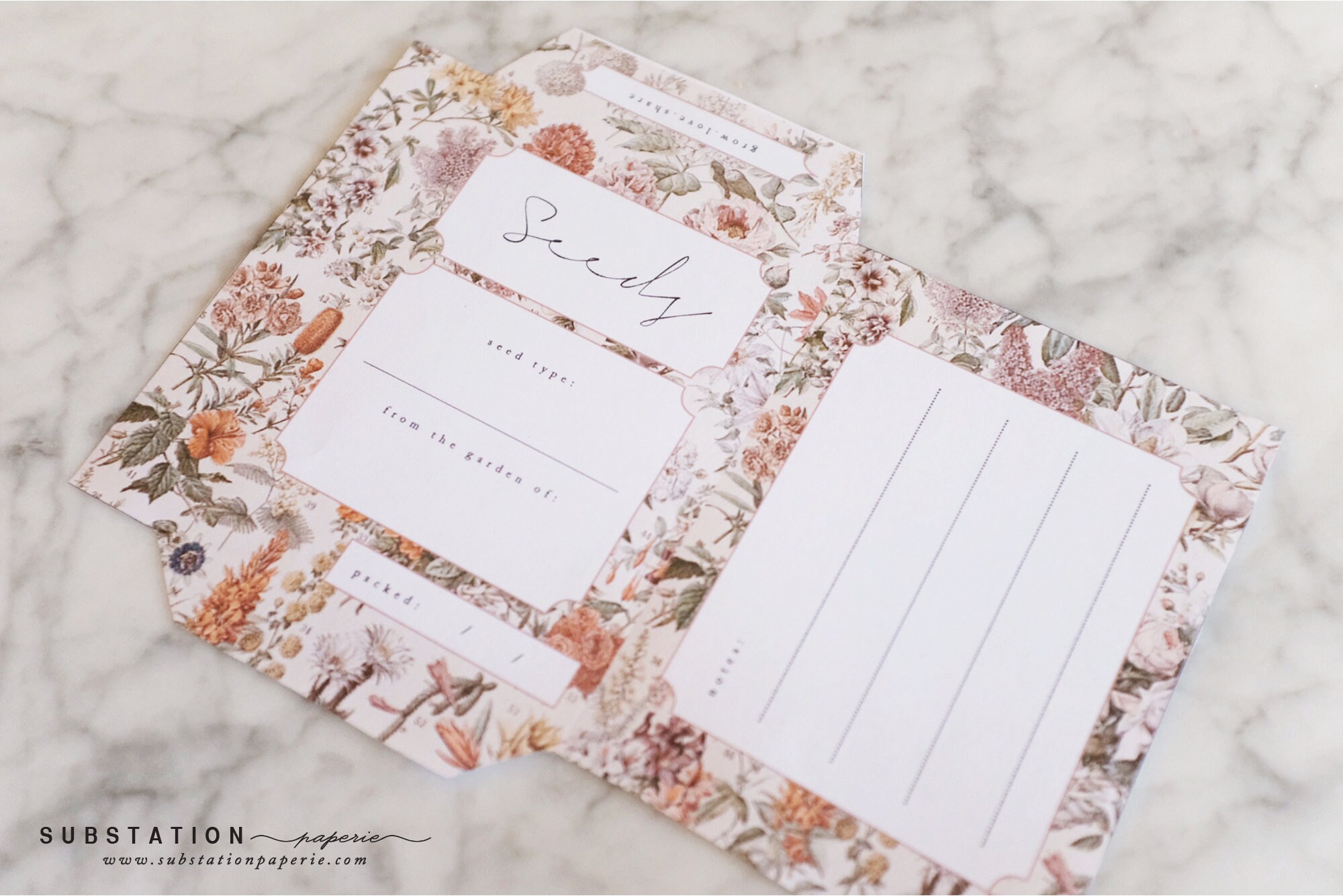 Flower Seed Packet Template DIY Printable Seed Packet | Etsy