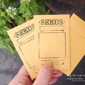 Seed Packet Stamp - Fill in the Blank Rubber Stamp - Grow your Own - Gift for the Gardener - Seed Exchange - Summer Garden - Seed Packets