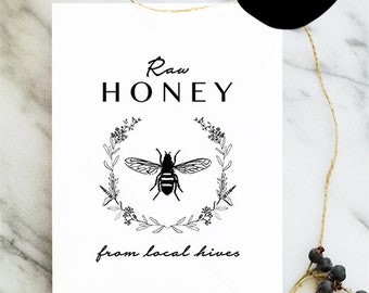 Honey Sign DIGITAL file - Local Honey - Homestead - Raw Honey - Honey Labels - Beekeeping - Farmer's Market - Honey Jar - Printable Sign