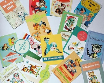 Baby Milestone Cards - Vintage design