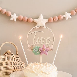 Mermaid Cake Topper/ Mermaid Birthday/ Seashell Cake Topper/ Under the Sea/ Happy Birthday/ handmade cake topper/ first birthday