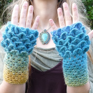 Dragon Scale Fingerless Crochet Gloves