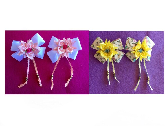 Hair Accessories Pony Tail Holders Kanzashi Flowers Etsy