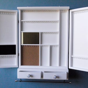 Jewelry cabinet with drawers/ Armoire/ Earrings storage/jewelry display/earrings display/ earrings cabinet/jewelry drawer/wooden /wall mount