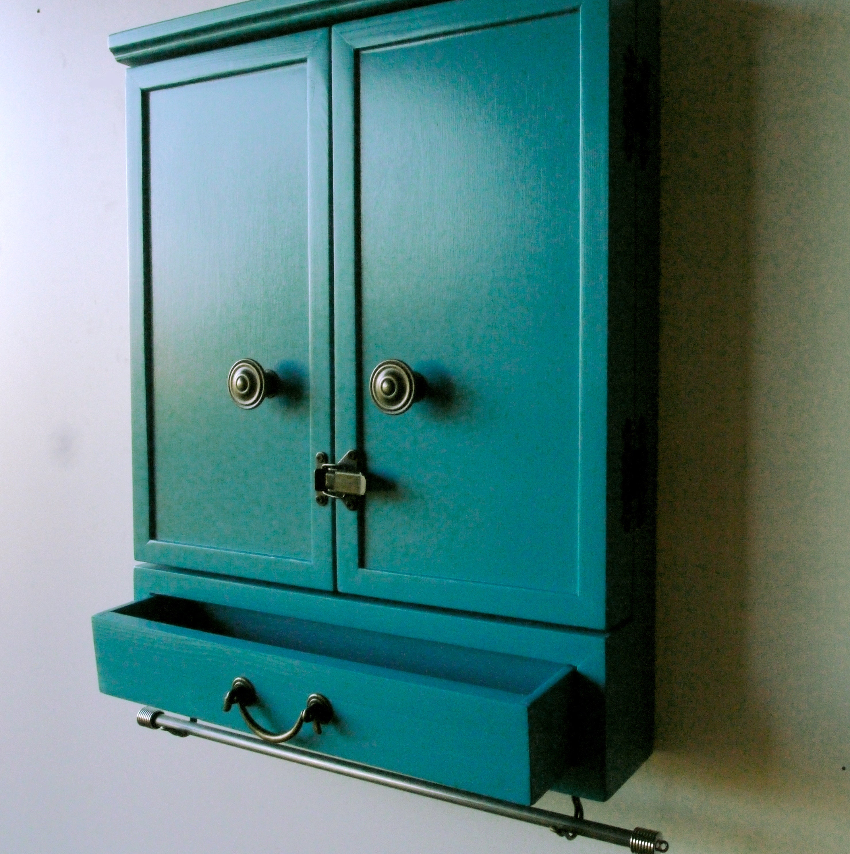 Jewelry Cabinet. Large Earrings Closet With Shelf. Dark WALNUT Wooden Wall  Mounted Earring Organizer. 